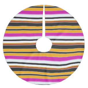 Cute black yellow stripes brushed polyester tree skirt