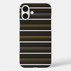 Cute black yellow stripes iPhone 16 plus case