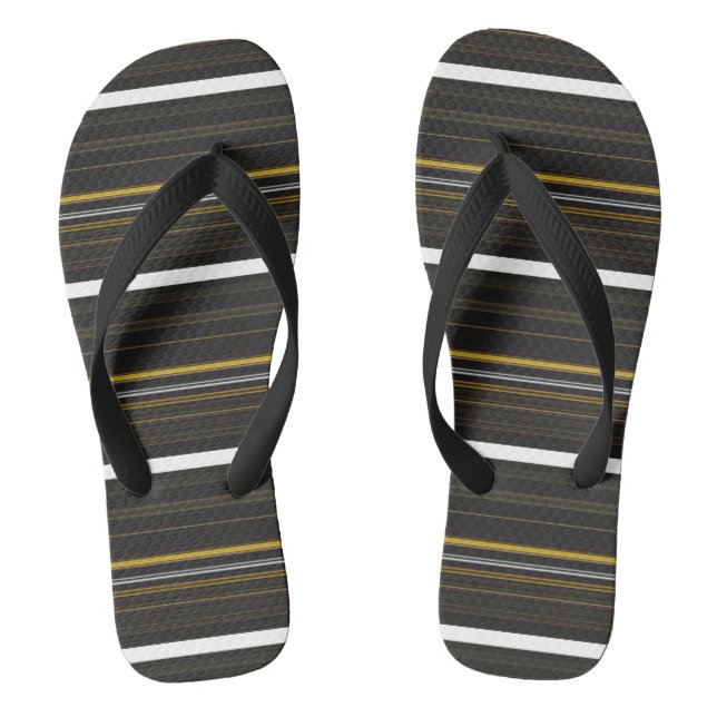 Cute black yellow stripes flip flops (Footbed)
