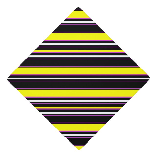 Cute black yellow stripes graduation cap topper (Front)