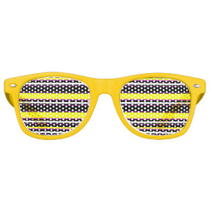Cute black yellow stripes retro sunglasses