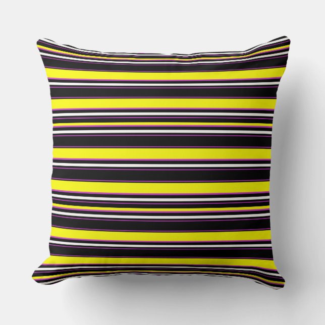 Cute black yellow stripes throw pillow (Front)