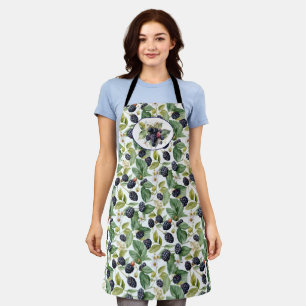 Cute Blackberries Watercolor Apron