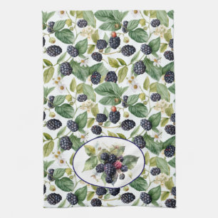 Cute Blackberries Watercolor  Kitchen Towel