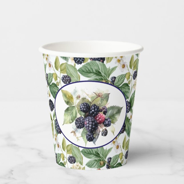 Cute Blackberries Watercolor Paper Cups (Front)