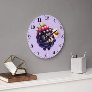 Cute blackberry lovers kitchen large clock