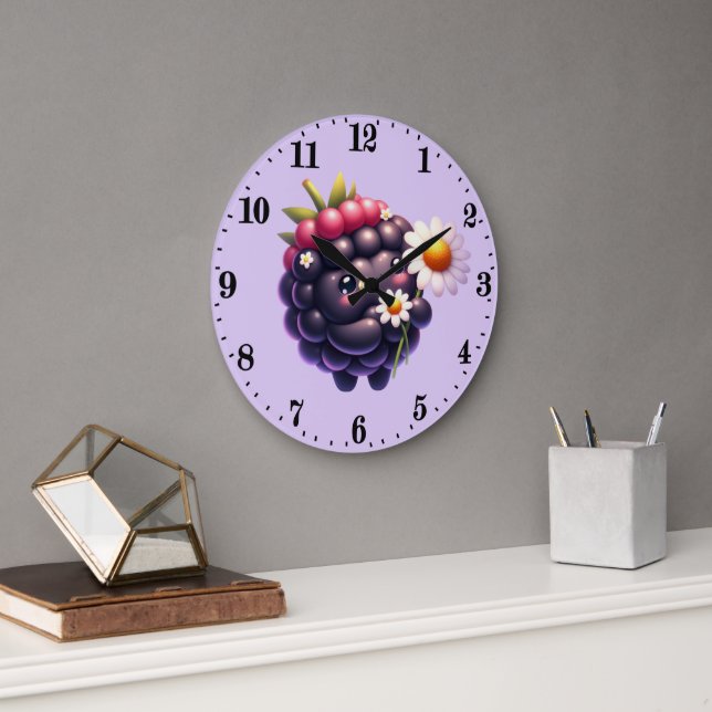 Cute blackberry lovers kitchen  large clock (Office)