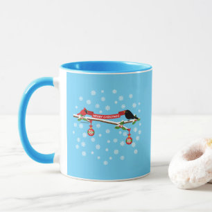 Cute Blackbird And Cardinal On Branch - MERRY XMAS Mug