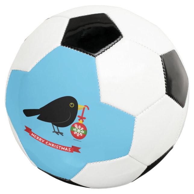 Cute Blackbird With A Christmas Ball (Three Quarter)