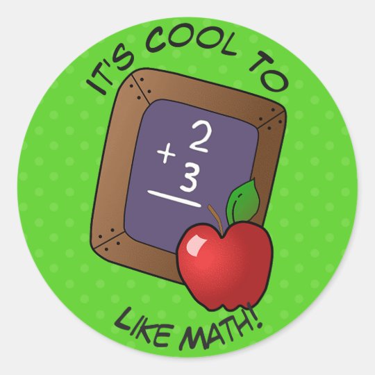 Cute Blackboard And Apple Math School Classic Round Sticker