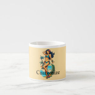 Cute Blackhaired Bikini Beach Girl Thunder_Cove Espresso Cup