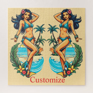 Cute Blackhaired Bikini Beach Girl Thunder_Cove Jigsaw Puzzle