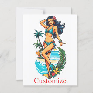 Cute Blackhaired Bikini Beach Girl Thunder_Cove Postcard