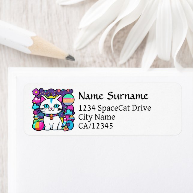 Cute blanc Cosmique Espace Kitty Chat (En situation)