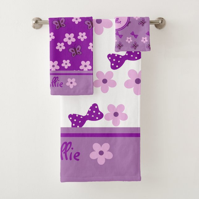Cute blanc violet rose rose papillon floral Bow en (En situation)