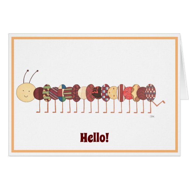 Cute Blank Notecard-Caterpillar #2-Personalize It! (Front Horizontal)