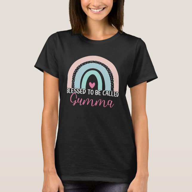 Cute Blessed To Be Called Gumma Boho Rainbow Mom G T-Shirt (Front)