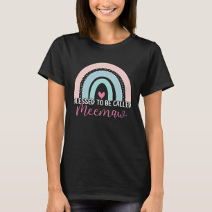 Cute Blessed To Be Called Meemaw Boho Rainbow Mom  T-Shirt