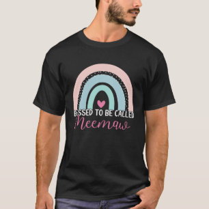 Cute Blessed To Be Called Meemaw Boho Rainbow Mom  T-Shirt