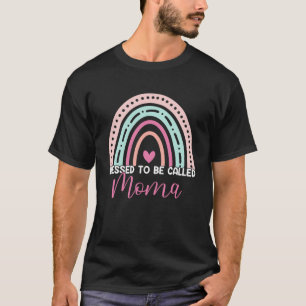 Cute Blessed To Be Called Moma Rainbow Mom Grandma T-Shirt