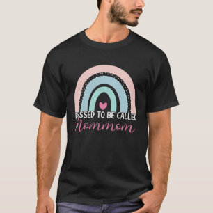 Cute Blessed To Be Called Mommom Boho Rainbow Mom T-Shirt