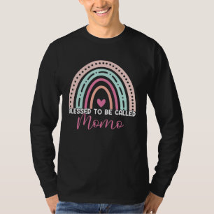 Cute Blessed To Be Called Momo Rainbow Mom Grandma T-Shirt