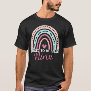 Cute Blessed To Be Called Nina Rainbow Mom Grandma T-Shirt