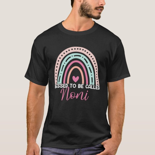Cute Blessed To Be Called Noni Rainbow Mom Grandma T-Shirt (Front)