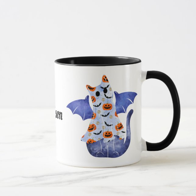 Cute Bleu Chat En Costume Halloween 1 Mug (Droite)