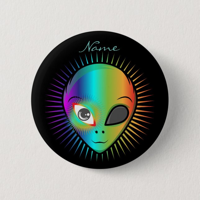 Cute Blinking Alien Head Thunder_Cove 2 Inch Round Button (Front)