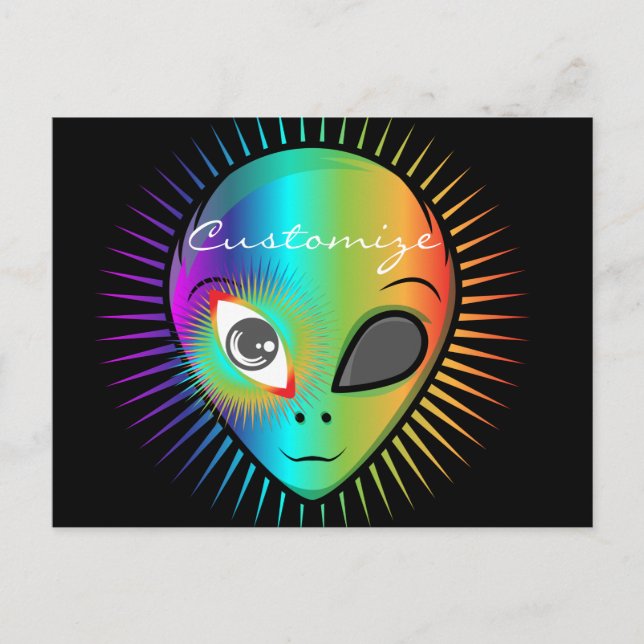 Cute Blinking Alien Head Thunder_Cove Postcard (Front)