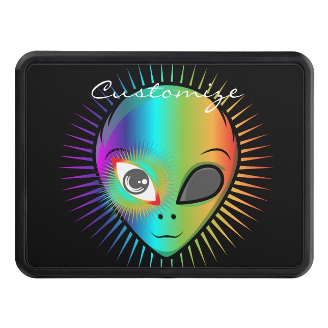 Cute Blinking Alien Head Thunder_Cove Trailer Hitch Cover (Front)
