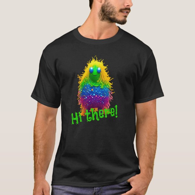 Cute Blobby Says Hello funny design T-Shirt (Front)