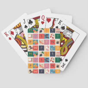 Cute Block Alphabet Pattern Playing Cards