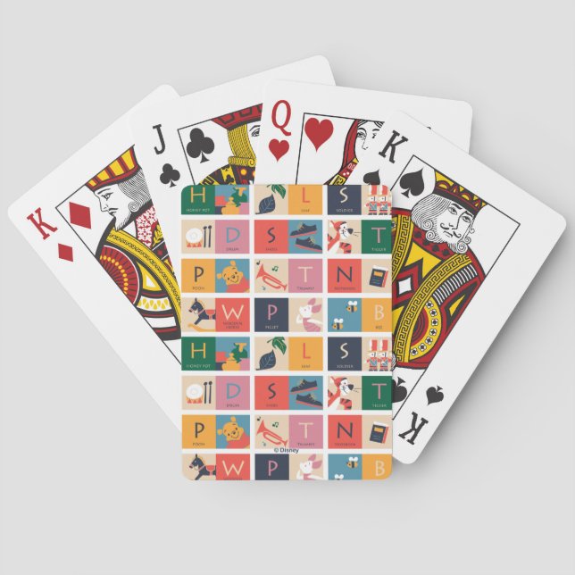 Cute Block Alphabet Pattern Playing Cards (Back)