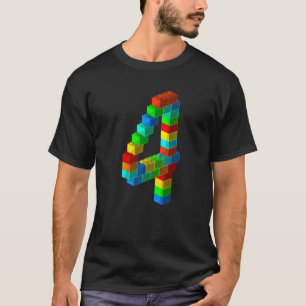 Cute Block Building 4th Birthday 4 Years Old Boys T-Shirt