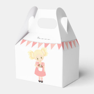 Cute Blonde Birthday Girl and Puppy Favor Box