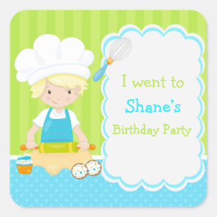 Cute Blonde Boy Baking 'I went to' Square Sticker