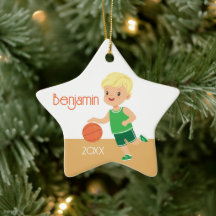 Cute Blonde Boy Basketball Personalized Christmas