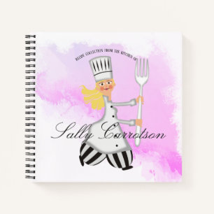 Cute blonde girl chef personalized cookbook recipe notebook