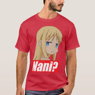Cute Blonde Hair Anime Girl Nani Face Questioning  T-Shirt