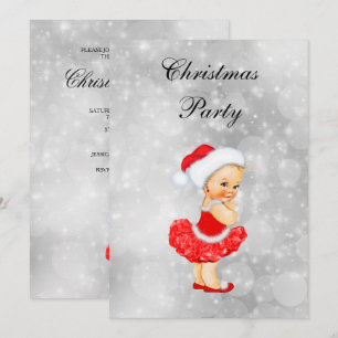 Cute Blonde Haired Baby Girl Christmas Party Invitation