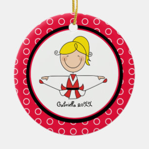 Cute Blonde Haired Cheerleader Christmas Ornament