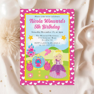 Cute Blonde Haired Princess Kids Birthday  Invitation