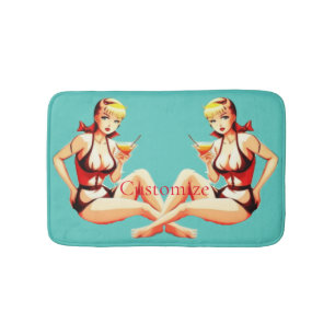 Cute Blonde Martini Bikini Girl Thunder_Cove  Bath Mat
