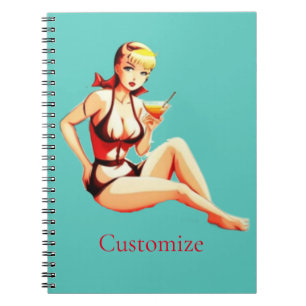 Cute Blonde Martini Bikini Girl Thunder_Cove Notebook
