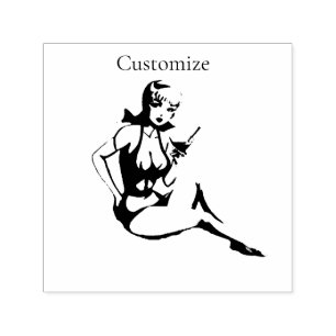 Cute Blonde Martini Bikini Girl Thunder_Cove  Self-inking Stamp
