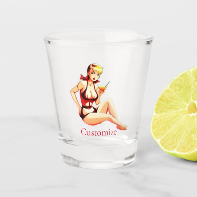Cute Blonde Martini Bikini Girl Thunder_Cove  Shot Glass (Front)
