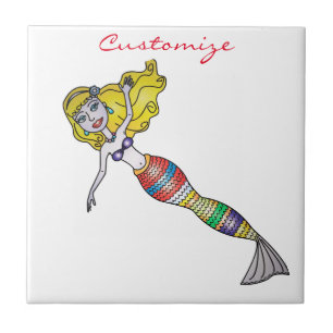 Cute Blonde Mermaid Thunder_Cove Tile