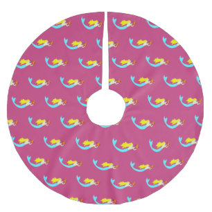 Cute Blonde Mermaid with Star Thunder_Cove Brushed Polyester Tree Skirt